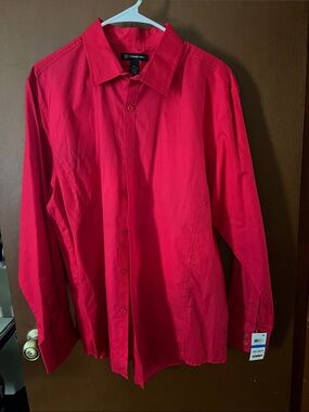 INC International Concepts Men's Bright Red Long-Sleeve Dress Shirt
